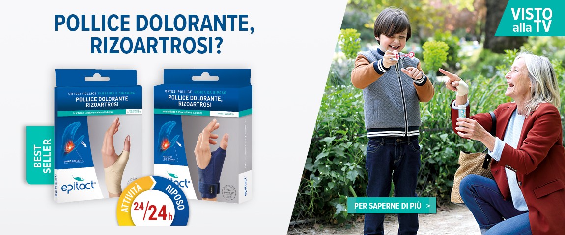 L’indossare quotidianamente l’Ortesi con funzione propriocettiva EPITACT®, aiuta ad alleviare i dolori articolari alla base del pollice (rizoartrosi), limitando le micro-mobilizzazioni passive traumatiche.